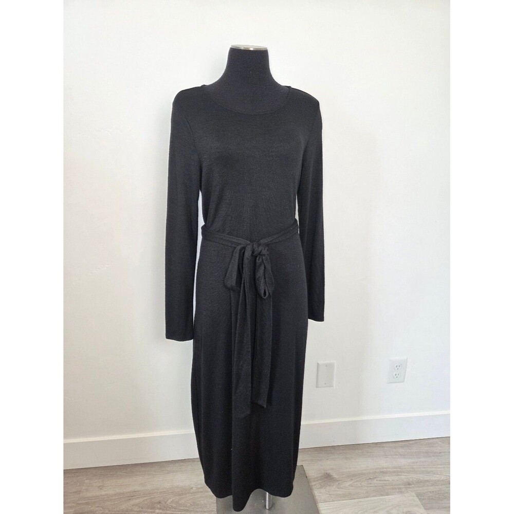 Banana Republic Black Knit Maxi Dress Waist Tie Classy Elegant Party Formal M